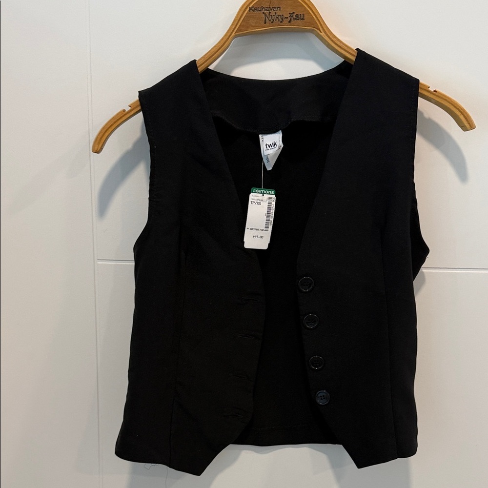 Twik black Button-Up Vest size XS NWT